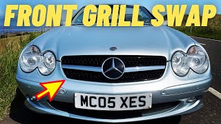 Mercedes SL R230 PART 1 front grill replacement and fitting SL350 SL500 SL55 SL65 SL600 AMG [upl. by Neelyak153]