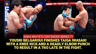 DWCS 71 Highlights Kickboxing standout Yousri Belgaroui swarms Taiga Iwasaki for late TKO [upl. by O'Grady]