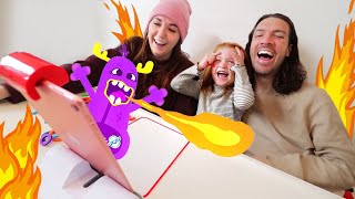 PET MONSTER PROBLEMS Learning at home routine with Adley and Osmo bring art to life app magic [upl. by Ydahs]