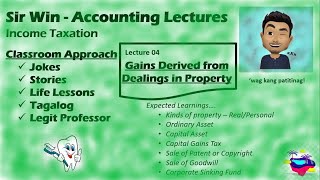 Lecture 04 Gains Derived from Dealings in Property Gross Income Income Taxation [upl. by Wallas]