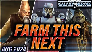 PRIORITY FARMING LIST FARMING OVERLOAD EDITION August 2024 starwars galaxyofheroes swgoh [upl. by Zephaniah]