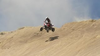 Atv huge drop 450r quad sand pit [upl. by Llemor]