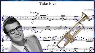 Dave Brubeck  Take Five Trumpet Sheet Music With Play Along [upl. by Gnoh60]