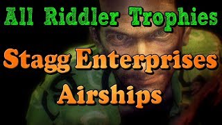 quotBatman Arkham Knightquot All Riddler Trophies and Challenges in Stagg Enterprises Airships [upl. by Howlond]