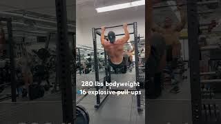 Day 7 pullups EVERYDAY explosive 16 reps at 280 lbs bodyweight [upl. by Ardnued]