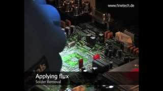 Contactless residual solder removal  Finetech Rework Station [upl. by Adnylam]