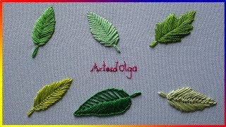 6 leaf embroidery stitches  Step by step  6 puntadas básicas para bordar hojas  ArtesdOlga [upl. by Sucramed]