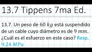 ¿Cómo Calcular un esfuerzo Problema 137 Tippens [upl. by Gar995]