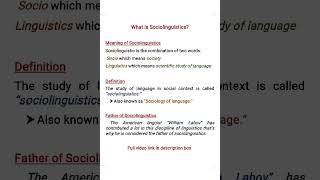 What is Sociolinguistics  Definition of Sociolinguistics  Father of Sociolinguistics [upl. by Leahci34]