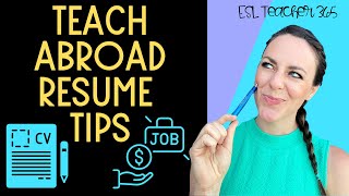 Teach Abroad Resume Tips  How to Write a TEFL Teacher CV [upl. by Mort]