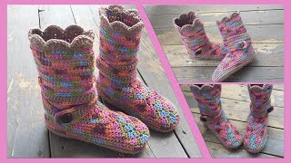 Tutoriel crochetPantouflesBottesTROISIÈME PARTIE [upl. by Silecara]