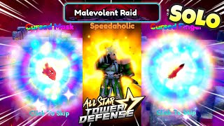 Solo Malevolent Raid  Rewards Speedaholic Cursed Mask amp Finger  All Star Tower Defense Roblox [upl. by Pish979]