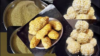 teel gur ke laddu aur murmure ke laddu ki recipe 😋 [upl. by Ellary]