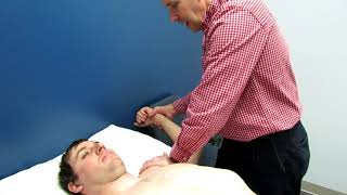 Shoulder Apprehension and Relocation Test on REAL Patient with a positive test [upl. by Hoxie]