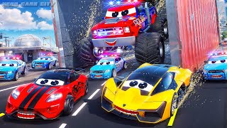 Wild Monster Police Truck Leads Epic Chase Super Cars vs Police Cars  Hero Cars Episode [upl. by Ffirahs]