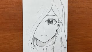 Easy drawing  How to draw cute anime girl stepbystep  anime drawing tutorial [upl. by Noevad]