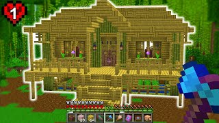 I Built a Bamboo Starter House in Minecraft Hardcore [upl. by Nnylyaj]