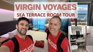 Valiant Lady Sea Terrace Stateroom Tour  Cabin 11098Z Review  Virgin Voyages [upl. by Zina]