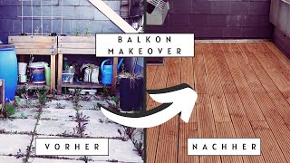 Balkon Makeover  Gehwegplatten  Splitt entfernen  Terrassenboden verlegen  DIY Holzboden  vita [upl. by Ordnasela201]