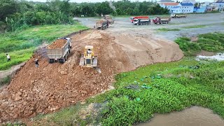 Greatest Activity dozers D60P pushed Soil with many SHACMAN delivery 25ton failloading [upl. by Ydnar]