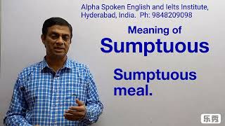 Sumptuous  Pronunciation Meaning Uses Synonyms and Antonyms [upl. by Akeyla351]