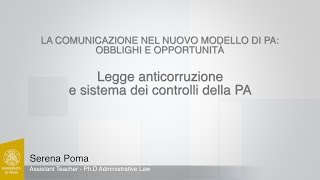 Poma  01  Legge anticorruzione e sistema dei controlli della PA [upl. by Stimson]