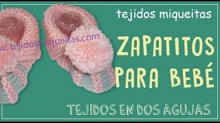 Zapatitos escarpines o patucos para bebé en dos agujas [upl. by Inami626]