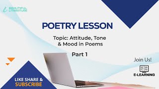 Poetry Lesson Topic Attitude tone amp mood in poems [upl. by Sihun]