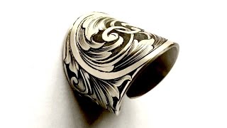 Making and Hand Engraving a Silver Ring Jewelry from Scratch [upl. by Everest]