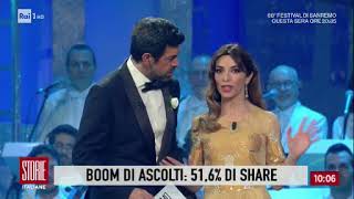 Sanremo 2018 volano gli ascolti per la 3 serata i più alti dal 1999  Storie Italiane 09022018 [upl. by Assennej]