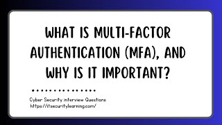 What is multi factor authentication MFA and why is it important [upl. by Ilime]