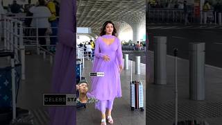 Akanksha Puri in a purple dress arrived at airport akankshapuri song hindisong bollywood music [upl. by Eenar271]