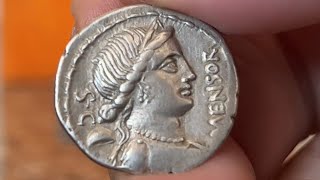 Ancient Roman Silver Denarius Coin 75BC  Lucius Farsuleius [upl. by Amis]