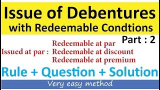 Debenture Issued at Par Redeemable at ParDiscountPremium  Debenture [upl. by Neelia]