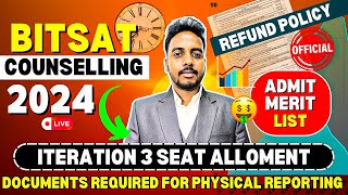 BITSAT Iteration 3 Seat Allotment Next Process 😍  BITS Pilani Cutoff 2024  BITSAT Counselling 2024 [upl. by Negeam]