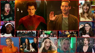 SpiderMan No Way Home Andrew Garfield and Tobey Maguire entry scene Reaction Compilation [upl. by Dewhurst136]