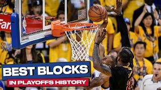 The 17 Best CLUTCH Playoff BLOCKS in NBA HISTORY 💥🤯 [upl. by Nudd]