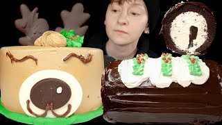 ASMR Ice Cream Cakes Reindeer Cake Chocolate Fudge Cake Roll [upl. by Rehpoitsirhc]