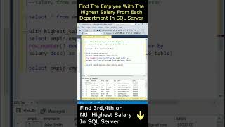 Get Employee Highest Max Salary From Each Department sqlserver [upl. by Declan760]