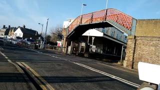 Addlestone station level crossing Surrey MISUSE AND DOUBLE STAY [upl. by Llerdnam183]