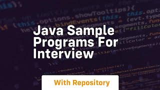 java sample programs for interview [upl. by Aivull49]