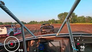 IN CAR Hornet Heat Race Montpelier Motor Speedway Bad Wreck with 93 Car [upl. by Ahcsap]