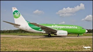 CLOSE UP Germania DAGER Boeing 737700 landing and take off at Friedrichshafen [upl. by Persson281]