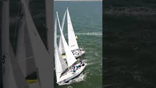 Match racing windward mark collision at the 2024 Congressional Cup [upl. by Lesoj]