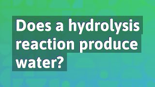 Does a hydrolysis reaction produce water [upl. by Cibis138]