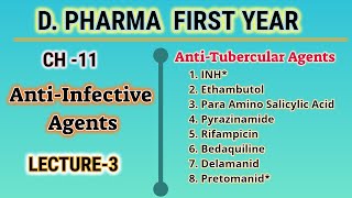 AntiTtubercularAntiInfective AgentsCH11L3pharmaceutical chemistryDpharm First year [upl. by Toni]