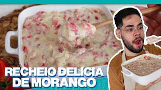 RECHEIO DELÍCIA DE LEITE NINHO COM MORANGO PARA BOLOS E TORTAS [upl. by Nidnarb]