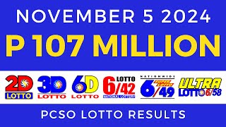 Lotto Result Today 9pm November 5 2024 PCSO [upl. by Kath]