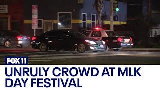 Unruly crowd at MLK Day festival in Leimert Park [upl. by Halstead]