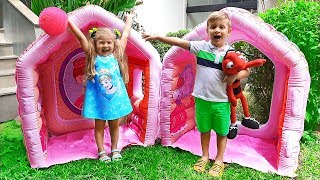 Diana Pretend Play with Giant Indoor Inflatable Playhouse Kids Toy [upl. by Anoiuq390]